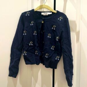 Bonpoint kids cashmere cherry cardigan navy blue